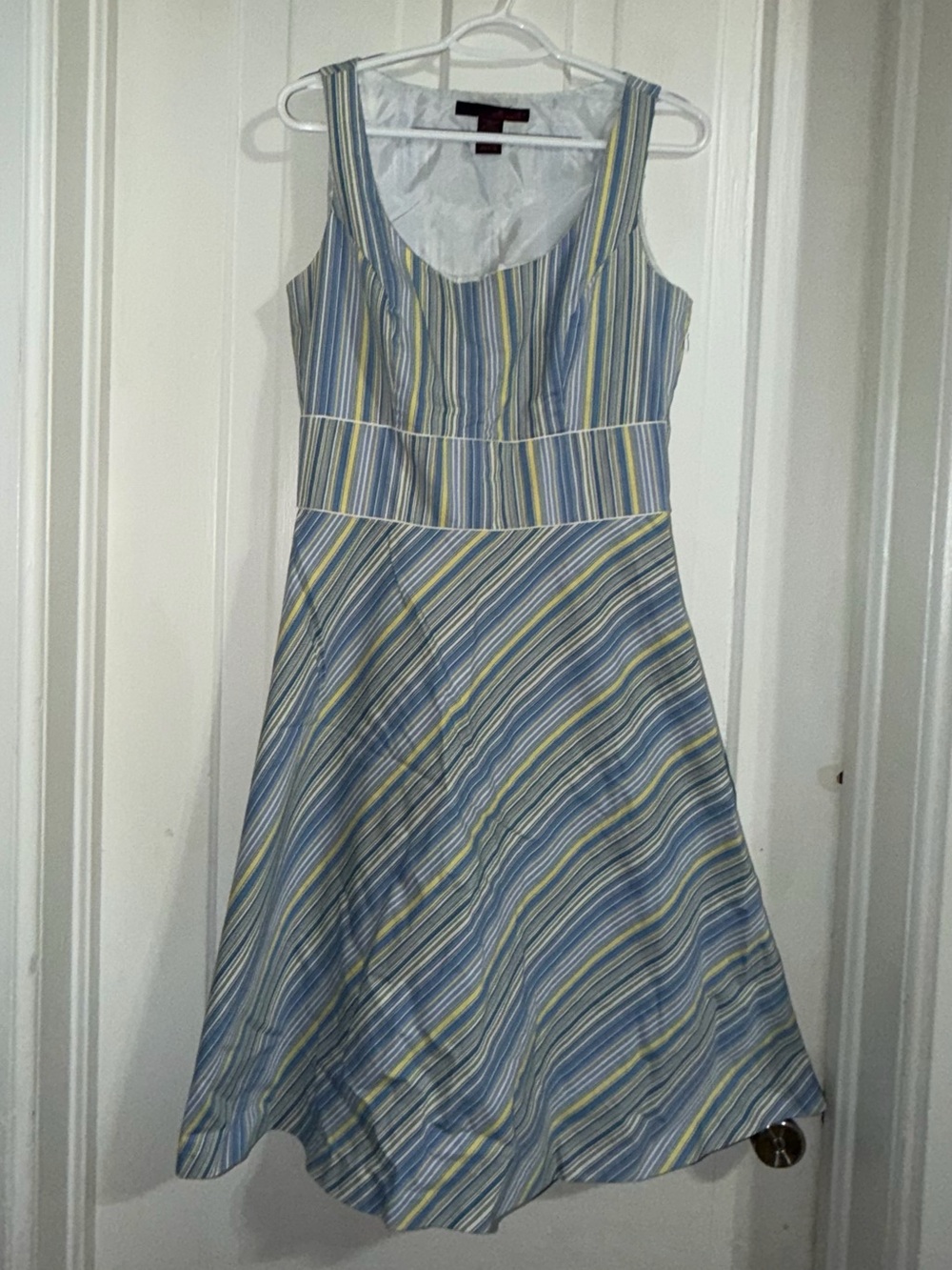 Women’s size 8 dress Striped A-Line Dress - Blue & Yellow
